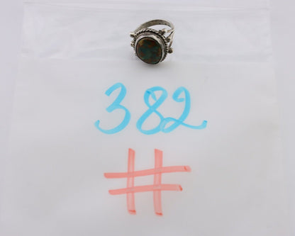 Navajo Ring 925 Silver Natural Green Turquoise Native American Artist C.80's