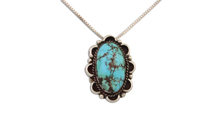 Navajo Necklace 925 Silver Natural Blue Turquoise Native American Artist C.80's
