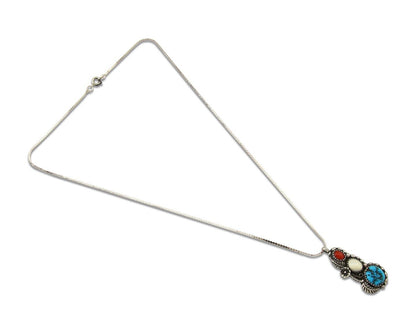 Navajo Necklace 925 Silver Spiderweb Turquoise Artist Signed VK C.80's