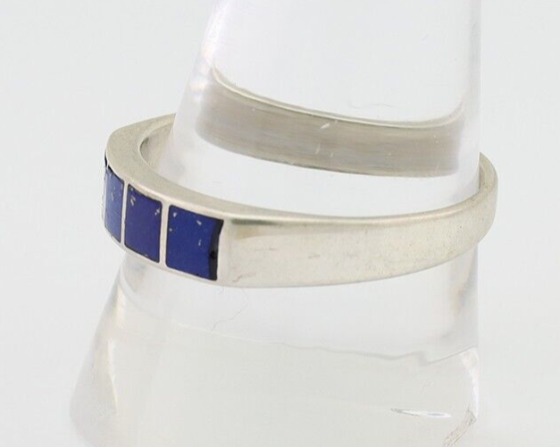 Navajo Handmade Ring 925 Silver Natural Lapis Lazuli Artist Signed SC C.80's