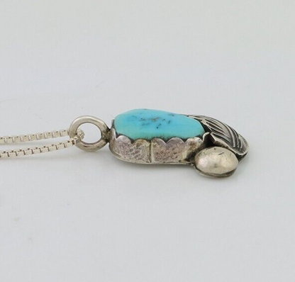 Zuni Necklace 925 Silver Blue Turquoise Artist Signed Simplicio C.80's