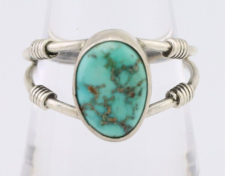 Navajo Ring 925 Silver Natural Blue Turquoise Native American Artist C.80's