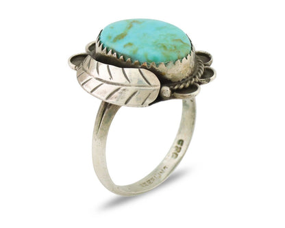 Navajo Handmade Ring 925 Silver Kingman Turquoise Native American Artist C.80's