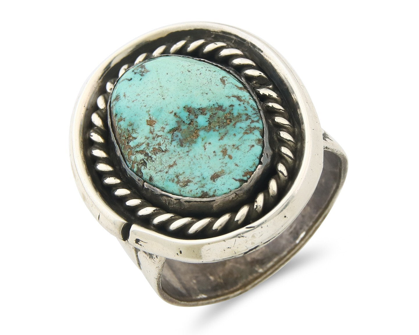 Traditional Navajo Ring Sterling Silver Authentic Turquoise Handmade Size 9.5