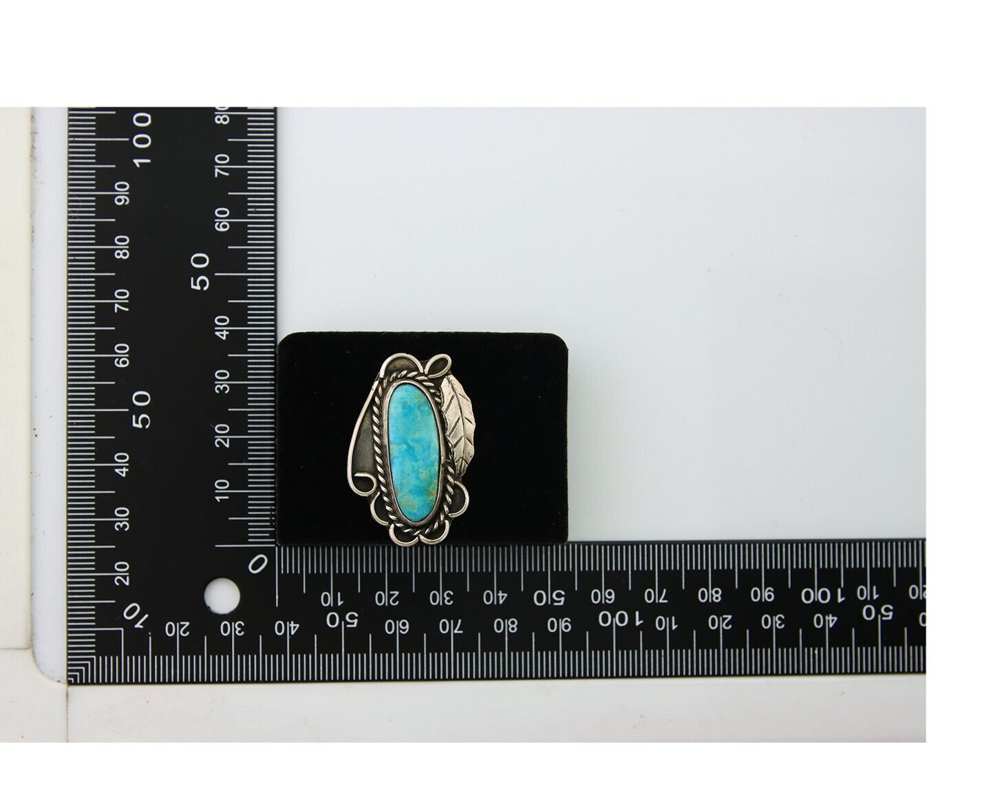 Navajo Ring 925 Sterling Blue Turquoise Native American Artist C.80's
