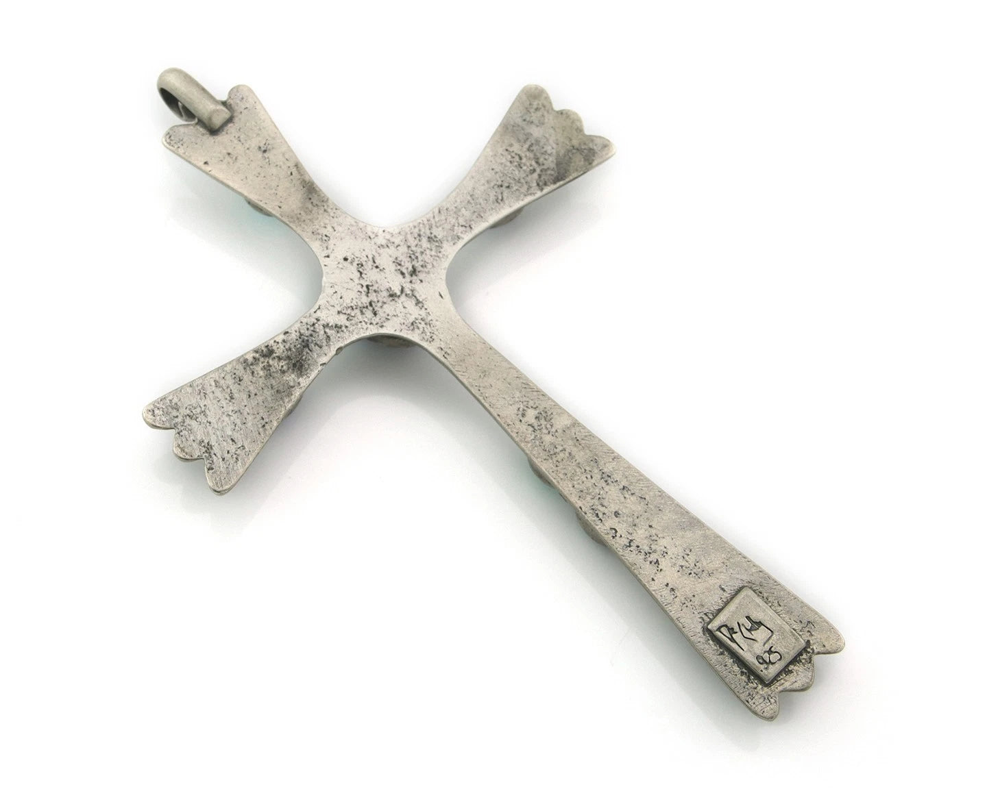 Navajo Cross Pendant Sterling Silver Natural Gemstones Artist Signed De Chelly
