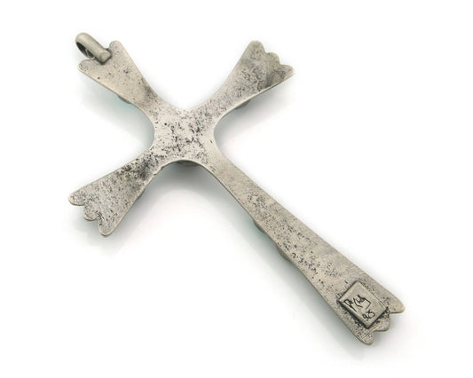 Navajo Cross Pendant Sterling Silver Natural Gemstones Artist Signed De Chelly
