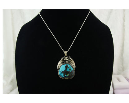 Navajo Sterling Silver Necklace Turquoise Authentic Vintage Signed RM