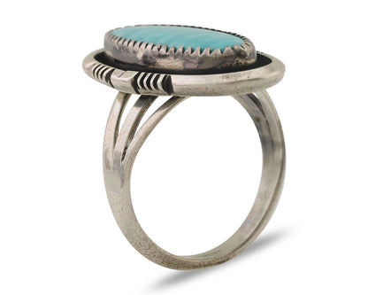 Navajo Ring 925 Silver Natural Blue Turquoise Native American Artist C.80's