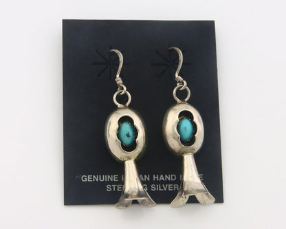 Navajo Squash Earrings 925 Silver Natural Turquoise Native American Artist C80s