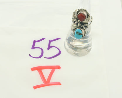 Vintage Navajo Ring 925 Sterling Natural Gemstones Signed Justin Morris Sz 5.0