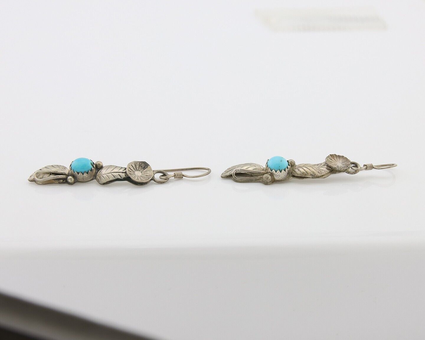 Navajo Dangle Earrings 925 Silver Natural Turquoise Native Artist C.80's