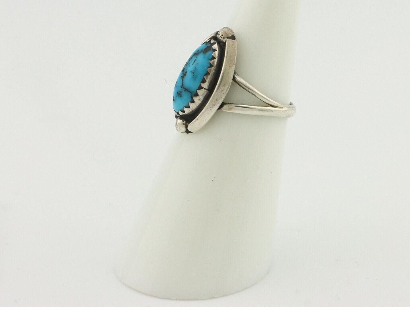 Navajo Ring 925 Silver Sleeping Beauty Artist Signed Sky Stone Creations C.80's