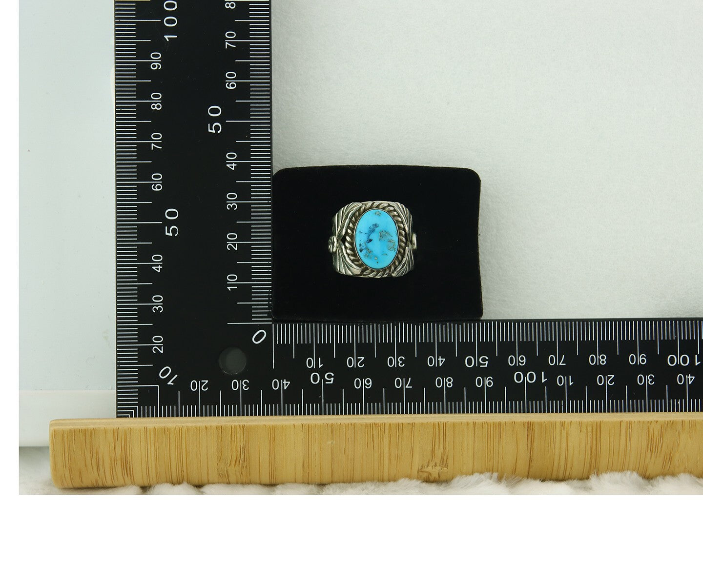 Vintage Navajo Ring 925 Sterling Silver Turquoise Signed Juan Guerro Size 8.0
