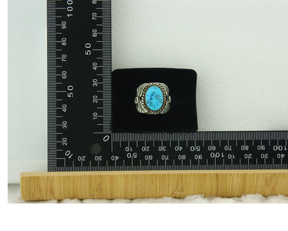 Vintage Navajo Ring 925 Sterling Silver Turquoise Signed Juan Guerro Size 8.0