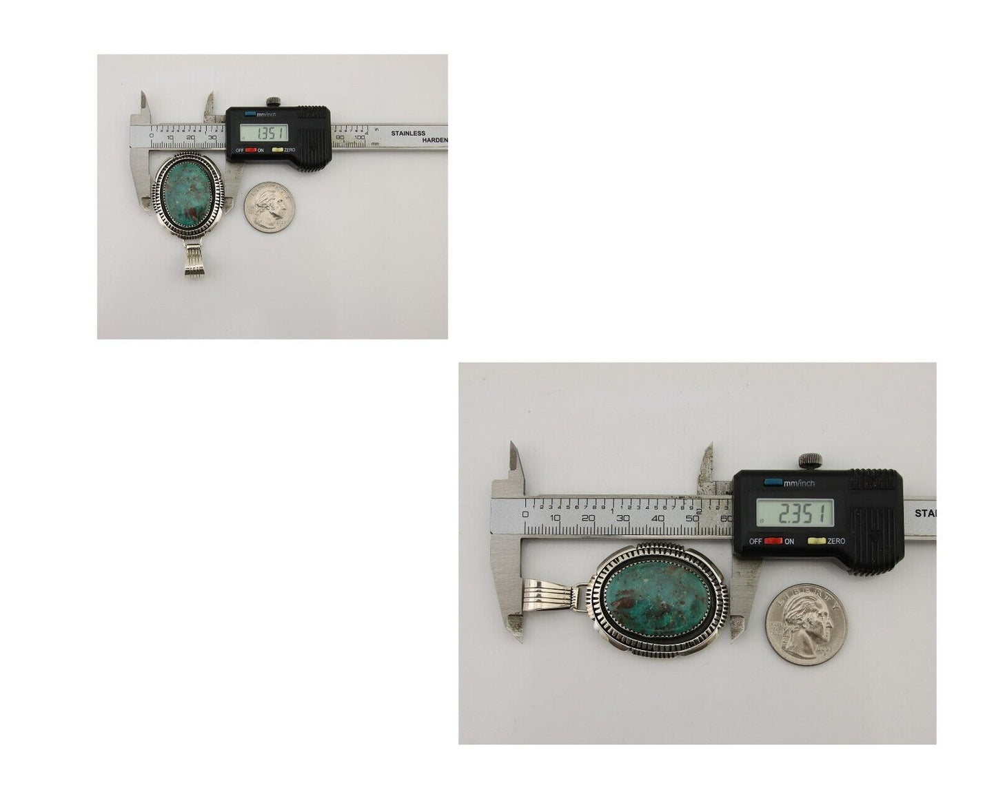 Navajo Pendant 925 Silver Natural Turquoise Artist Signed Lidia Begay C.80's