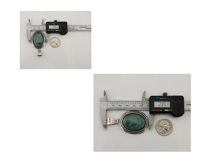 Navajo Pendant 925 Silver Natural Turquoise Artist Signed Lidia Begay C.80's