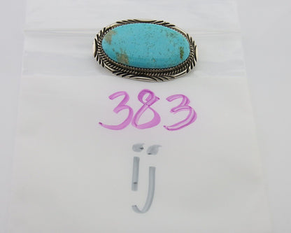 Navajo Pin Pendant 925 Silver Natural Blue Turquoise Artist signed DS C.80's