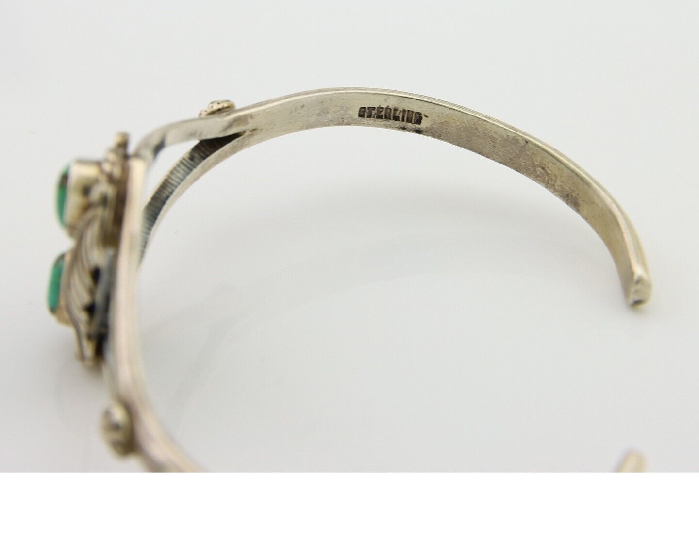 Navajo Bracelet 925 Silver Cuff Turquoise Handmade Native Artist C.80's