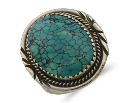Navajo Ring 925 Silver Natural Spiderweb Turquoise Native Artist C.80's