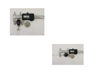 Navajo Necklace 925 Silver Onyx Natural Snowflake Agate Signed Native American