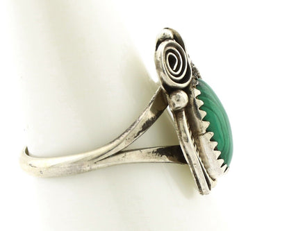 Navajo Ring 925 Silver Natural Mined Malachite Artist Signed Justin Morris C.80s