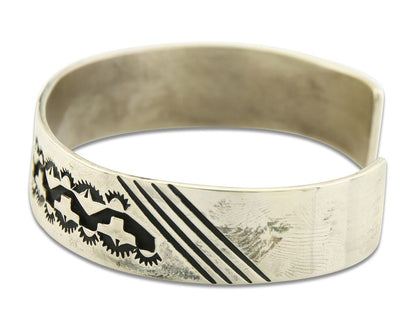Navajo Bracelet 925 Silver Handmade Cuff Artist Signed Tom Billy C.80's