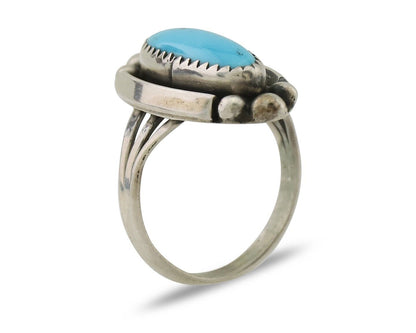 Navajo Ring 925 Silver Kingman Turquoise Artist Signed SC Size 6.0 C.80's