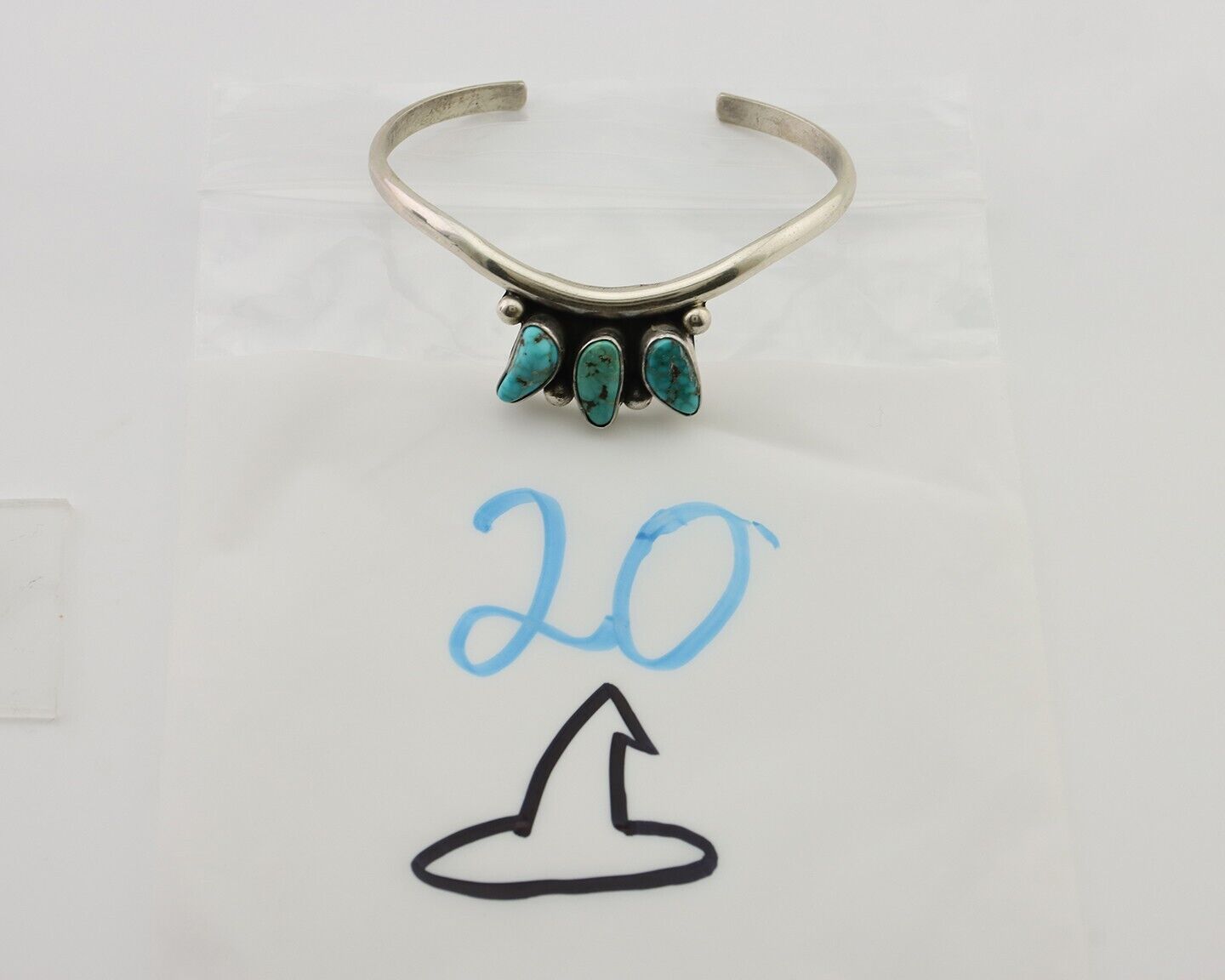 Navajo Bracelet 925 Silver Morenci Turquoise Artist Signed Frank Sandoval C.80's