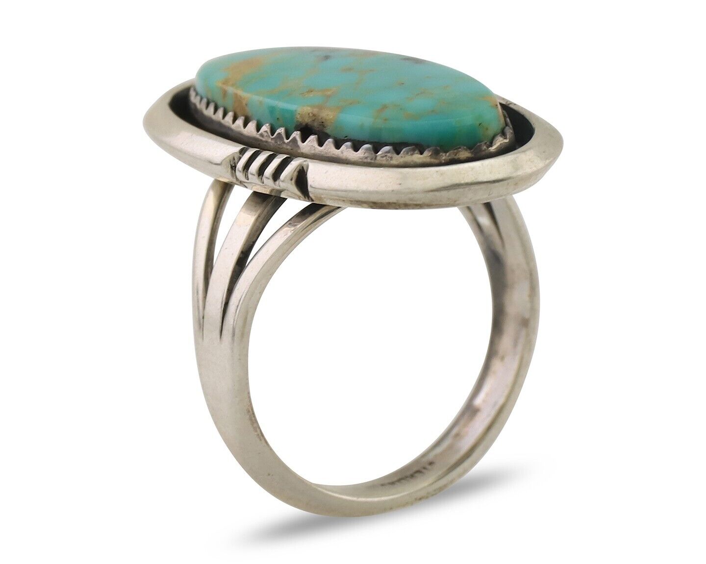 Navajo Ring 925 Silver Natural Blue Turquoise Native American Artist C.80's