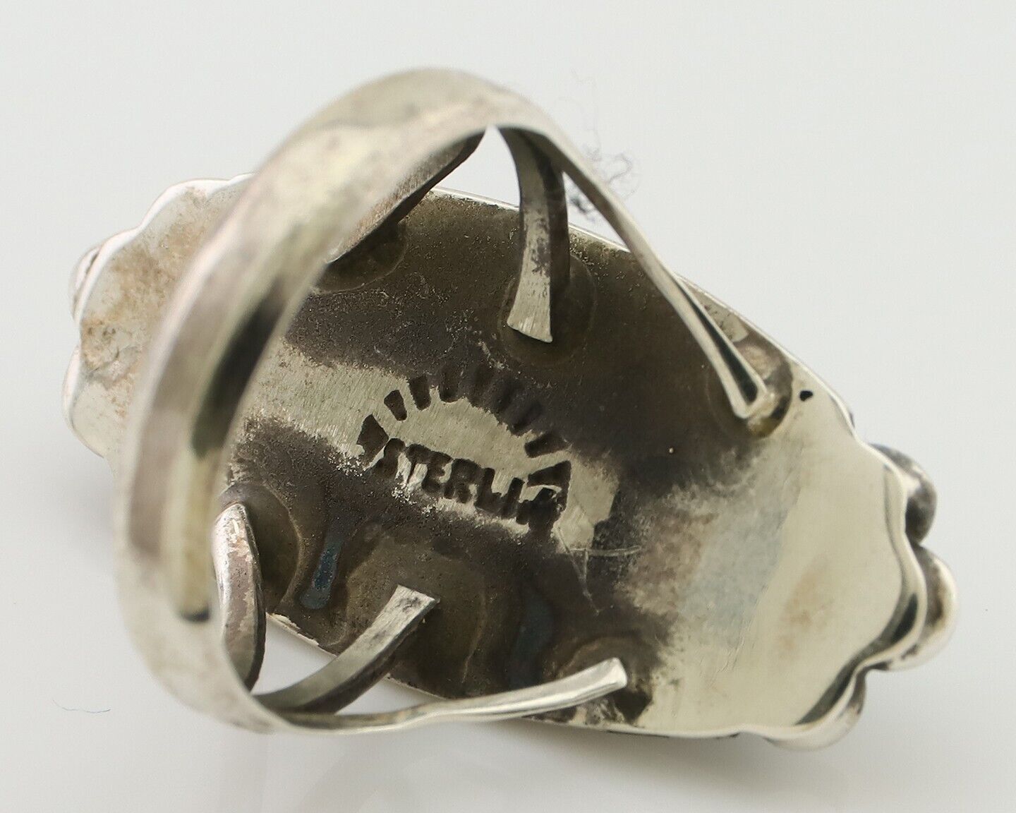 Navajo Royston Turquoise Ring 925 Silver Native Artist Signed Sunrise C.80's