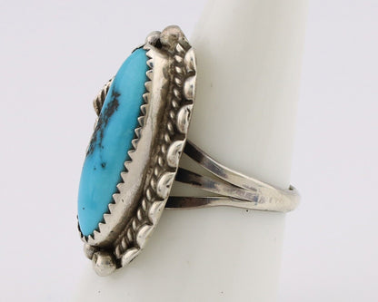 Navajo Ring 925 Silver Sleeping Beauty Turquoise Signed SC C.80's