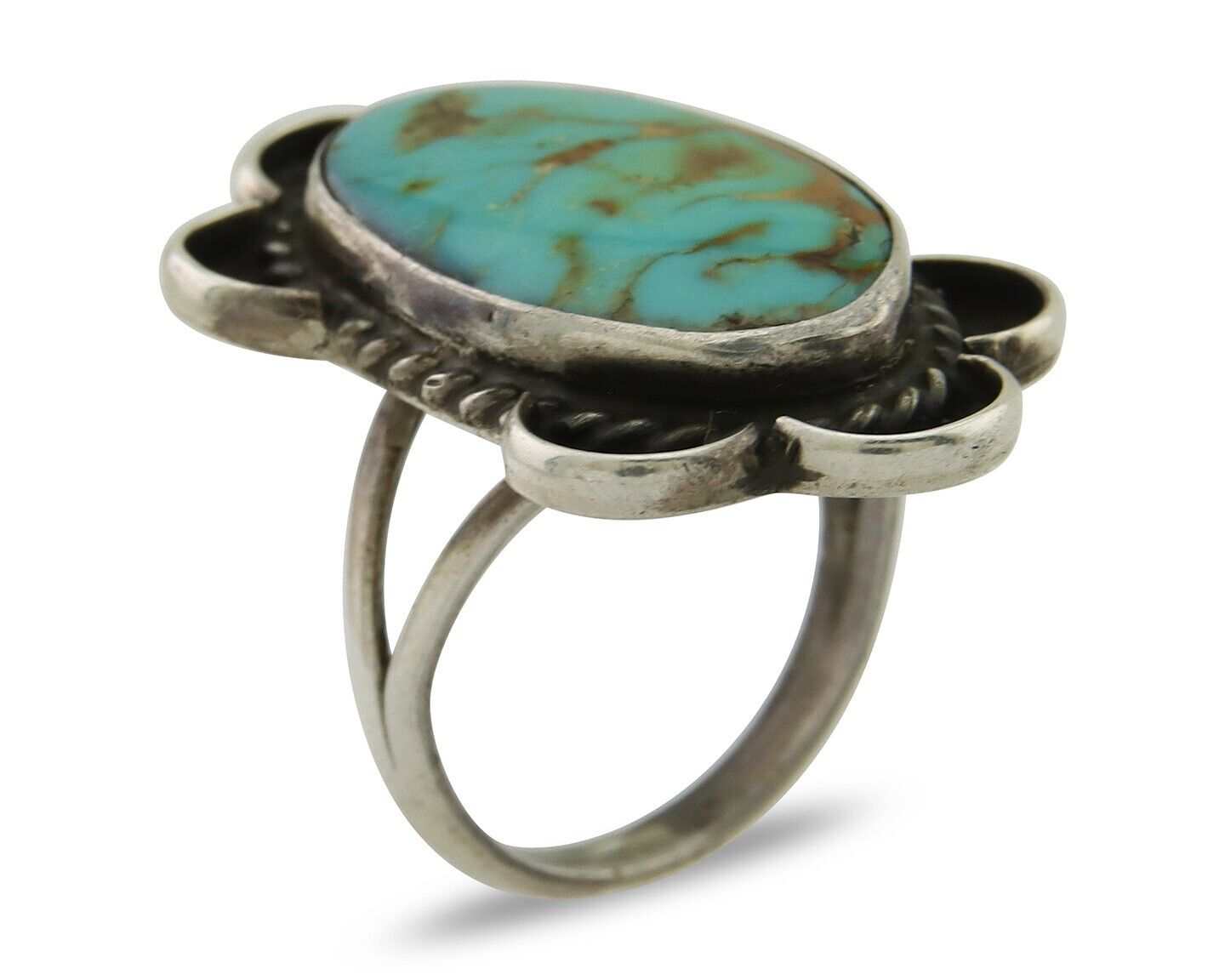 Navajo Handmade Ring 925 Silver Turquoise Native Artist C.80's