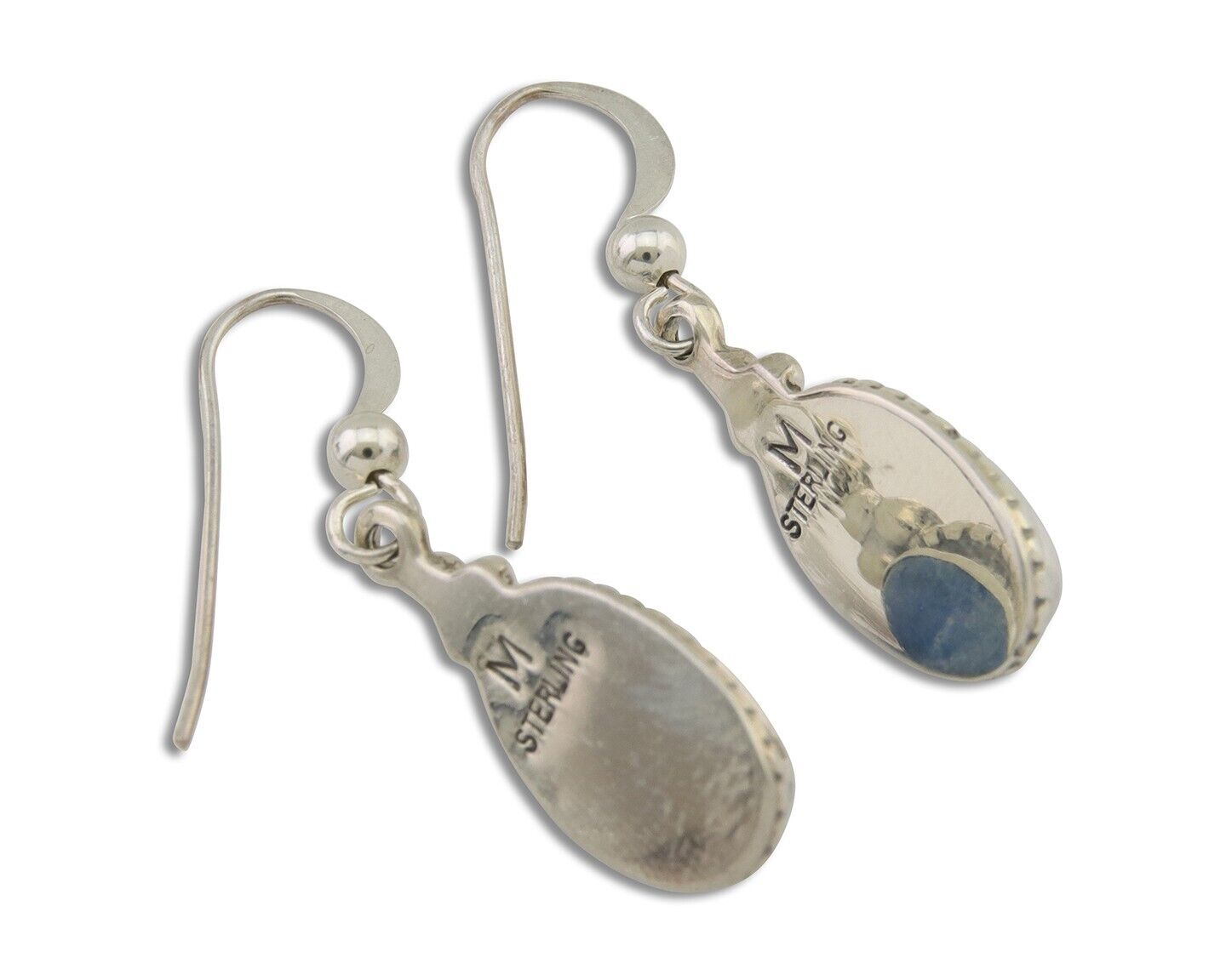 Navajo Dangle Earrings 925 Silver Natural Denim Lapis Signed Melissa Yazzie C80s