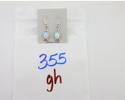 Navajo Dangle Earrings 925 Silver Natural Opal Artist Signed Montoya C.80's