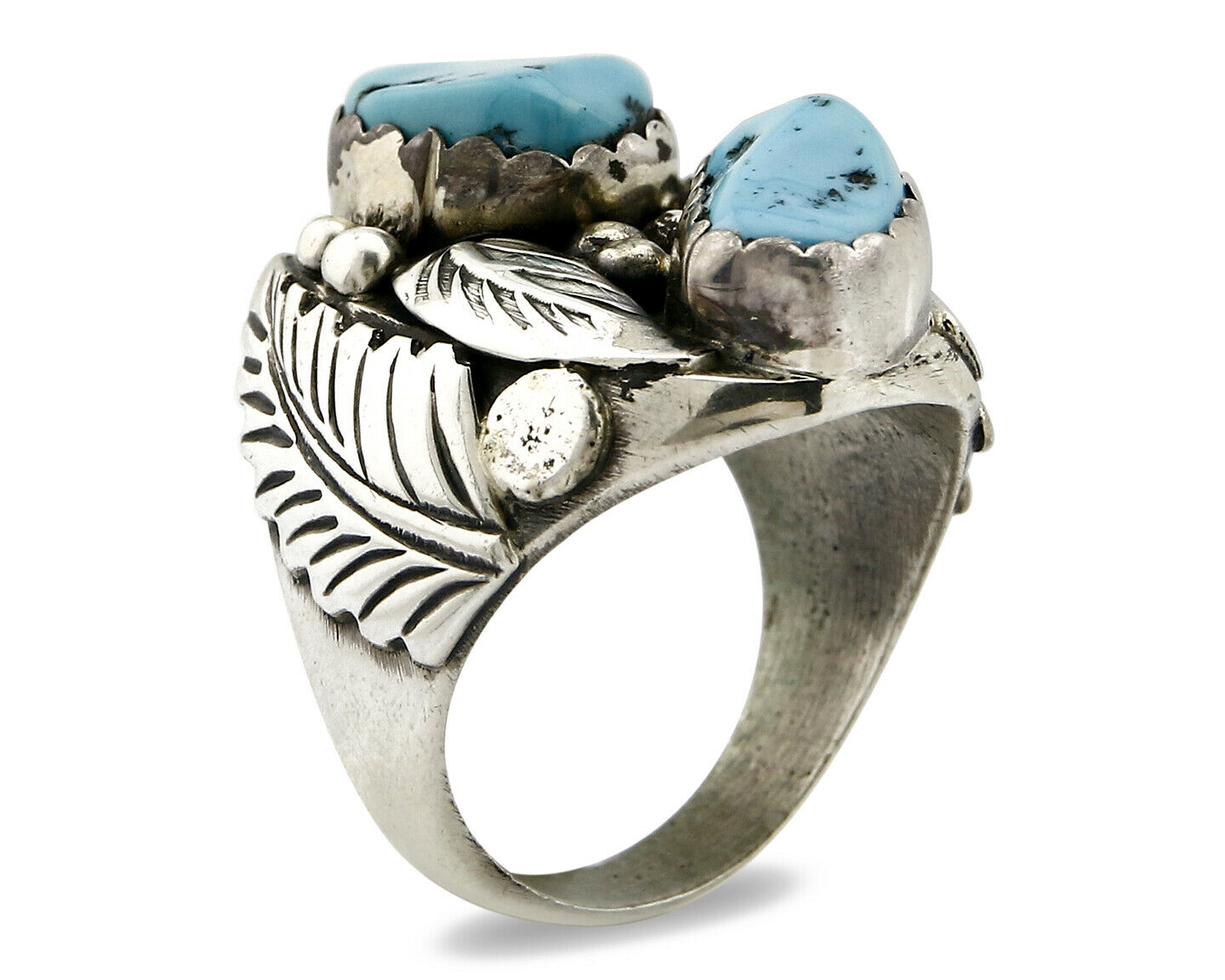 Navajo Ring .925 Silver Handmade Sleeping Beauty Turquoise Native American C.80s