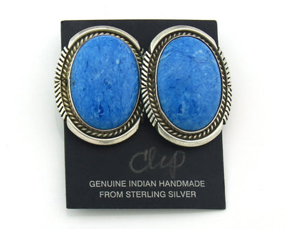 Navajo Concho Earrings Sterling Silver Lapis Signed E Belone