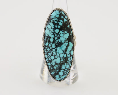 Navajo Ring 925 Silver Blue Spiderweb Turquoise Native American Artist C.80's
