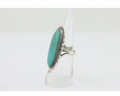 Navajo Ring 925 Silver Natural Blue Turquoise Artist Signed TALHAT C.80's