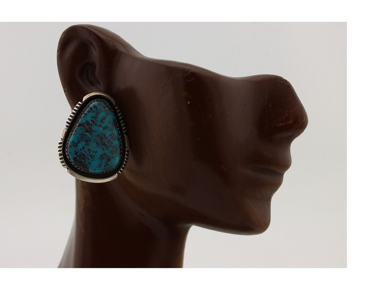 Navajo Earrings 925 Silver Natural Blue Turquoise Signed William Denetdale C.80s