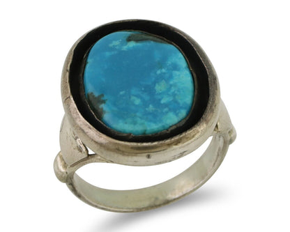 Navajo Ring 925 Silver Arizona Turquoise Signed M Montoya C.80's