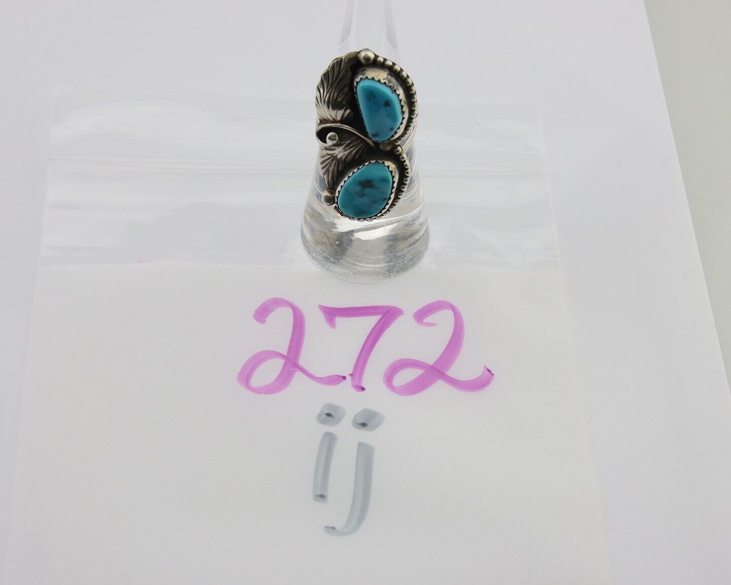 Navajo Ring 925 Silver Natural Turquoise Artist Signed LR C.80's