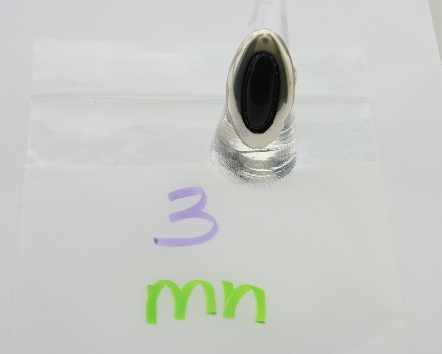 Navajo Handmade Ring 925 Silver Black Onyx Artist Signed F C.80's