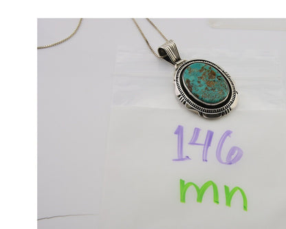 Navajo Necklace 925 Silver Natural Turquoise Artist Signed Mike Begay C.80's