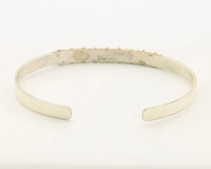 Navajo Cuff Bracelet Sterling Silver Authentic Snake Eye Coral Handmade Vintgage