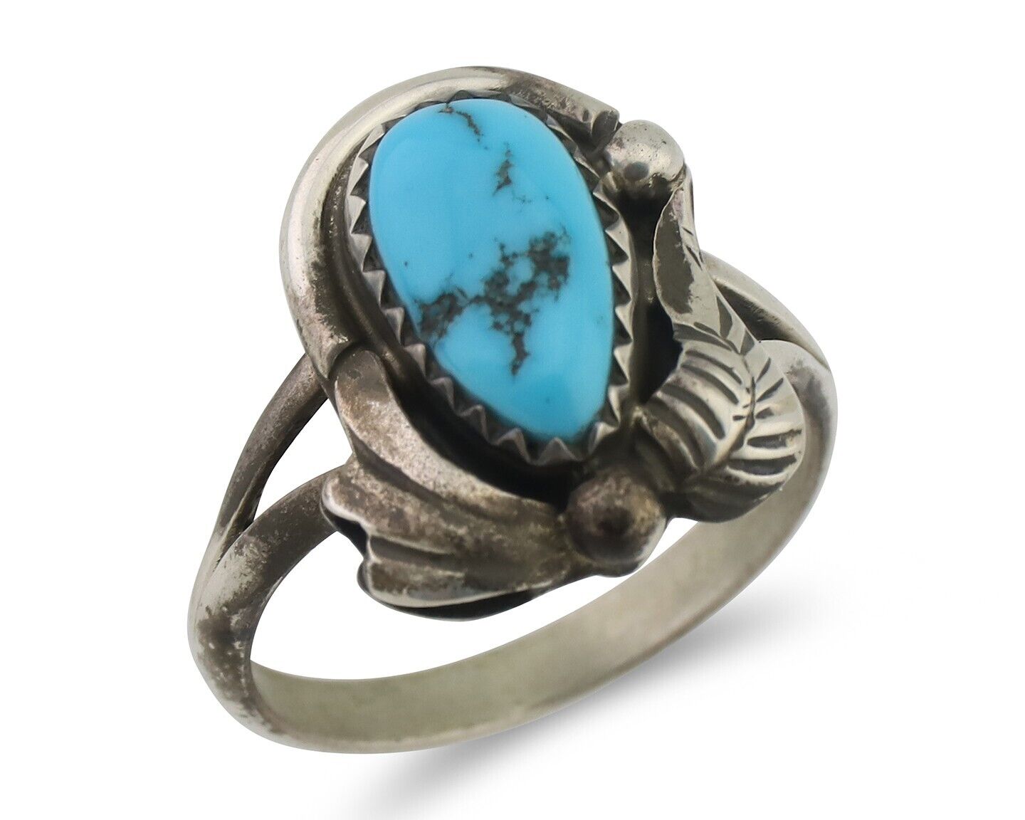 Navajo Ring 925 Silver Morenci Turquoise Native American Artist C.80's