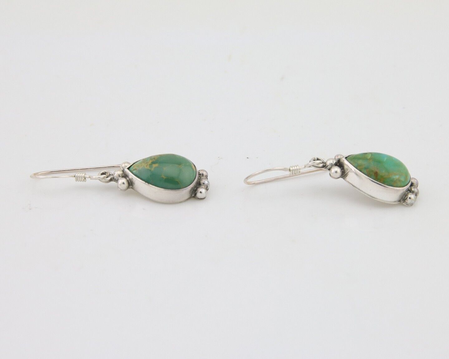 Navajo Dangle Earrings 925 Silver Natural Turquoise Native American Artist C.80s