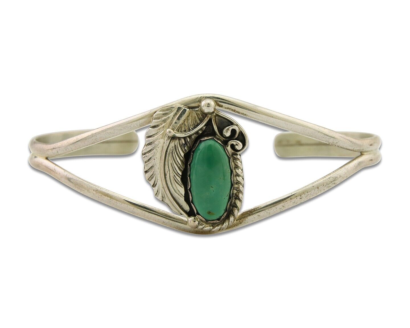 Navajo Bracelet 925 Silver Turquoise Cuff Artist Signed BB C.80's