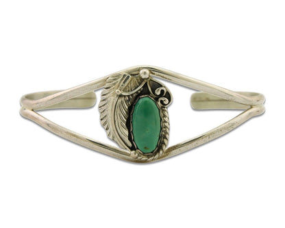 Navajo Bracelet 925 Silver Turquoise Cuff Artist Signed BB C.80's