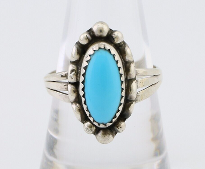 Navajo Ring 925 Silver Sleeping Beauty Turquoise Artist Signed SC C.80's